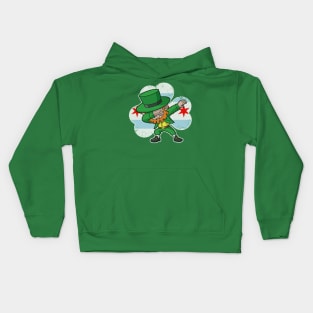 Chicago Flag Irish Shamrock Dabbing Leprechaun Kids Hoodie